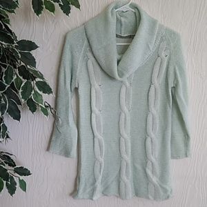 NY Collection | Sweaters | Mint Green Cowl Neck Cable Knit Small ...